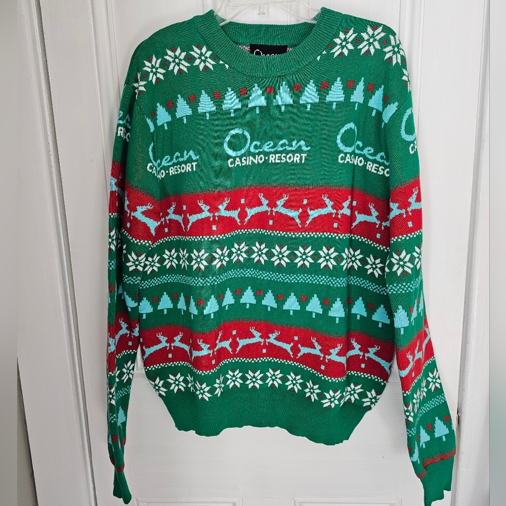 NWT Ocean Casino Resort Mens Large Ugly Christmas Sweater Cotton Atlantic City